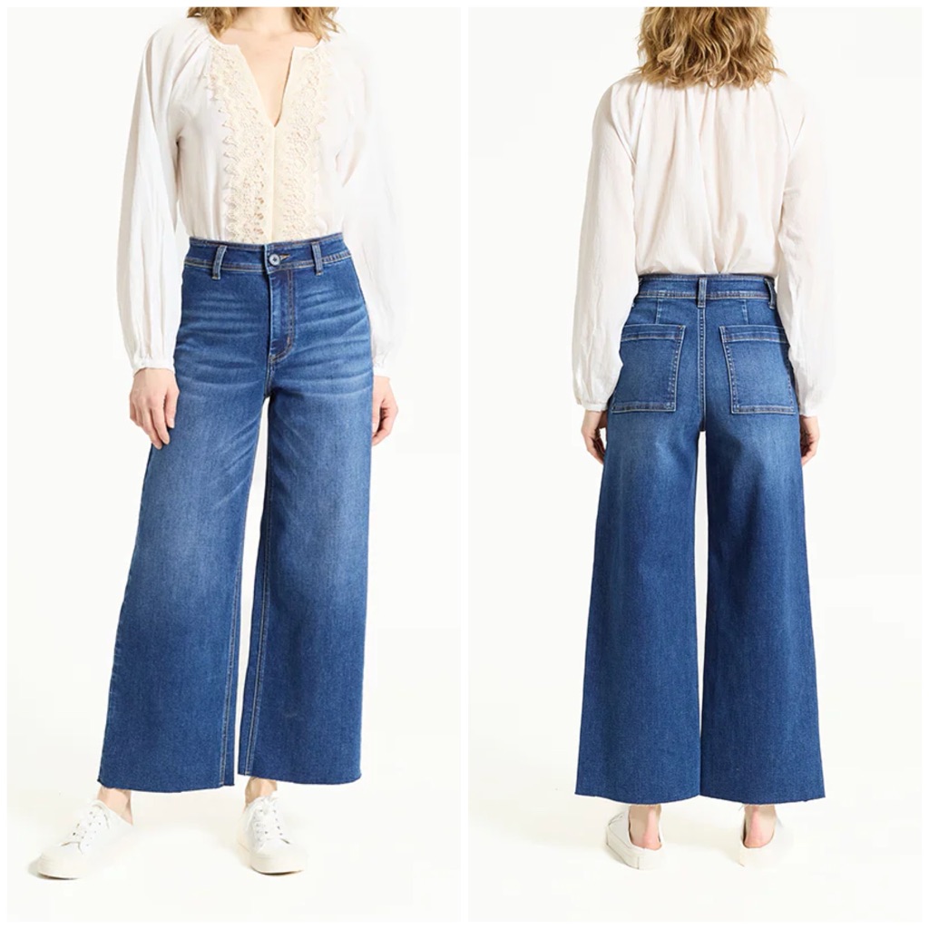 Oat New York Wide Leg High Rise Jeans In Medium Blue Wash Size 22w